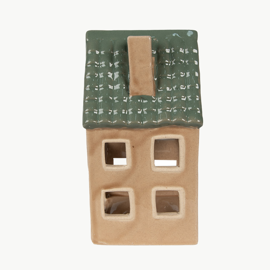 Teelichthalter-Haus braun 15cm Keramik Clayre & Eef