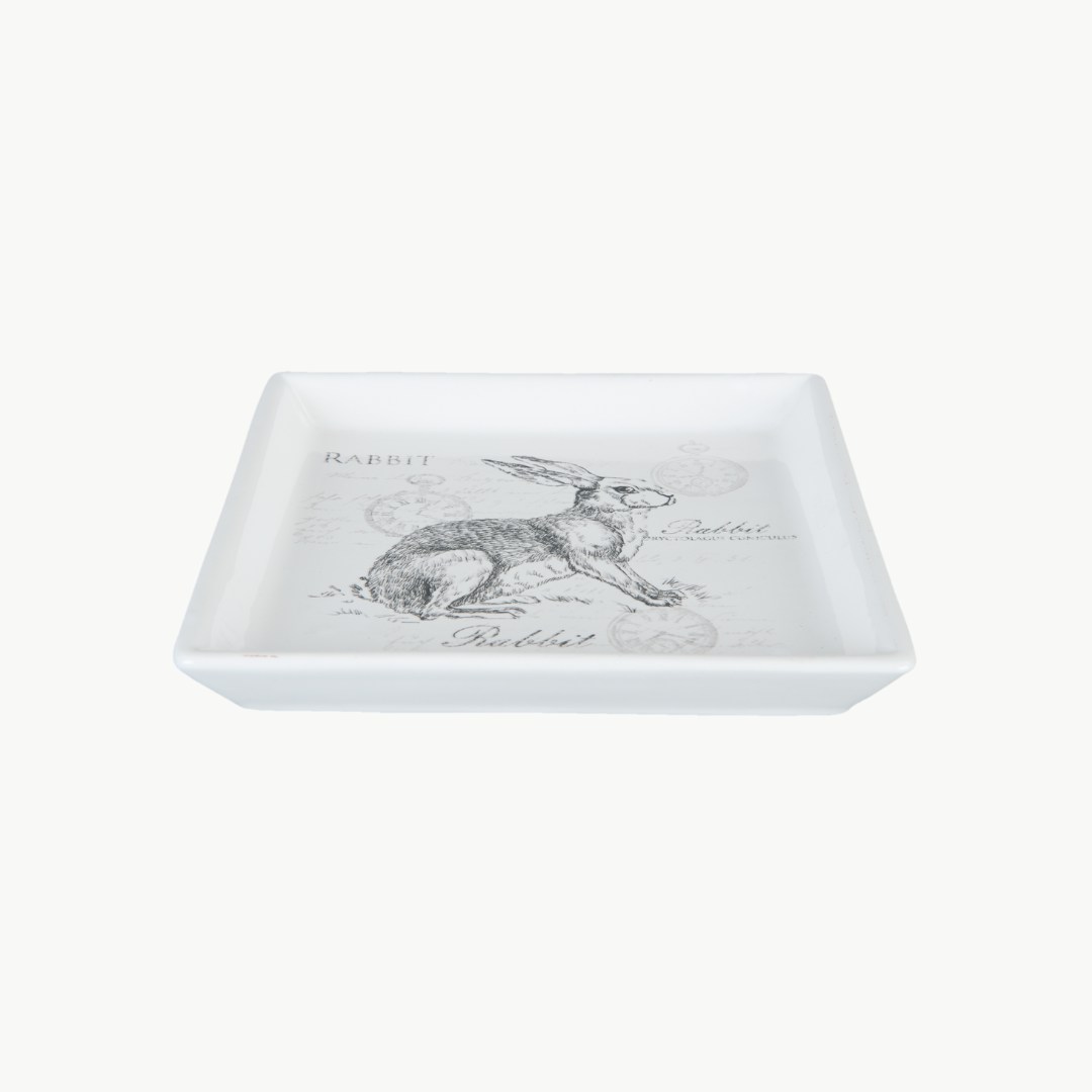 Dekoschale Hasenmotiv viereckig Keramik Clayre & Eef
