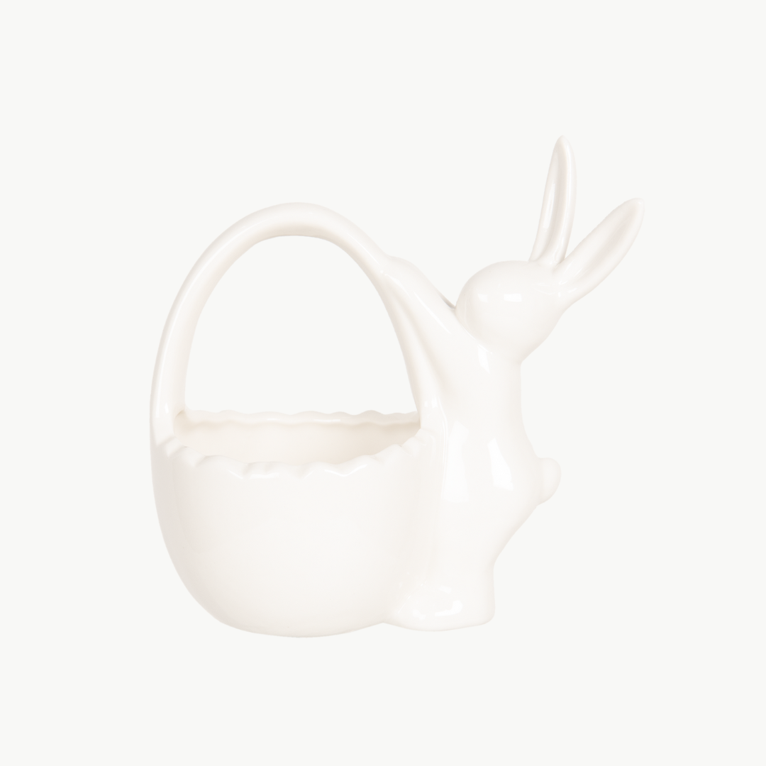 Osterkorb Hase aus Keramik weiß Clayre & Eef