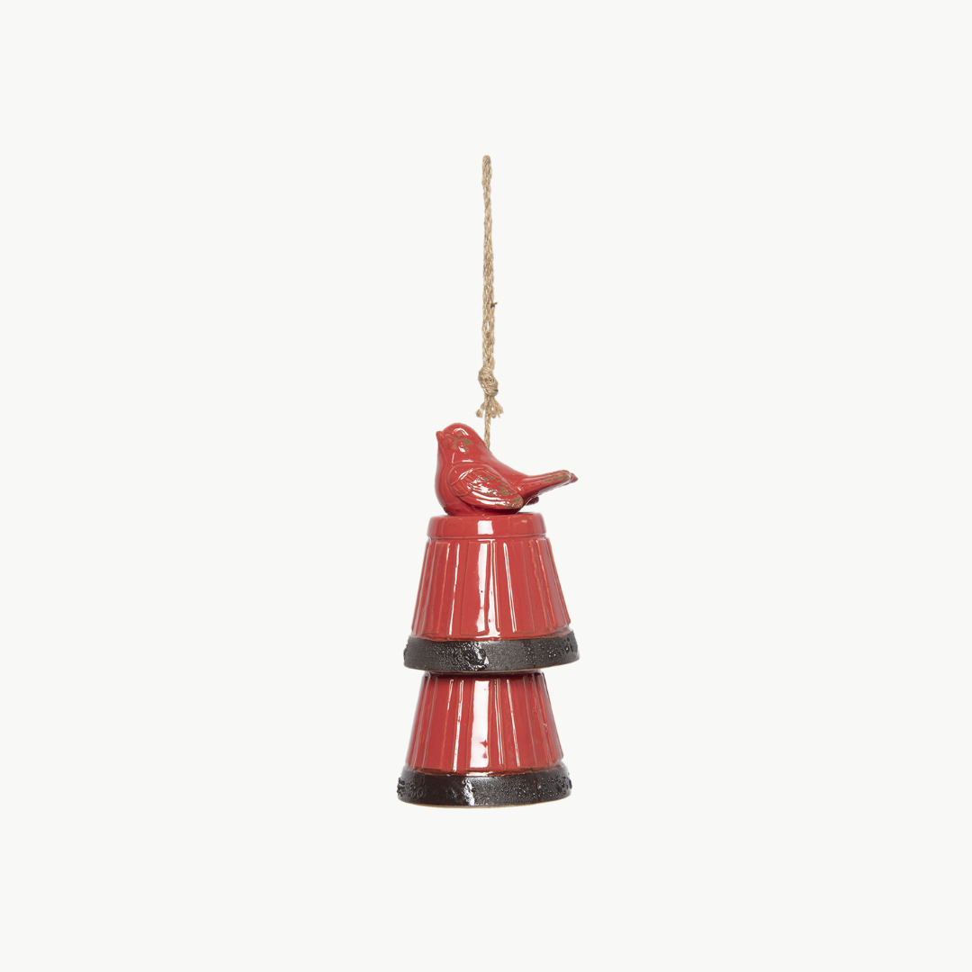 Windspiel Vogel aus Keramik rot von Clayre & Eef