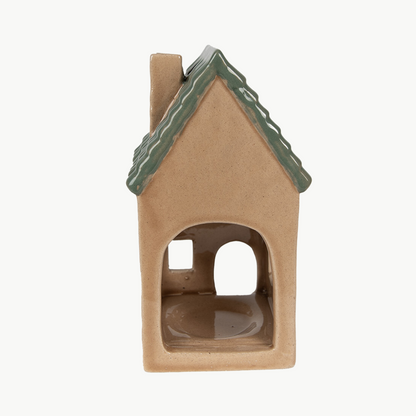 Teelichthalter-Haus braun 15cm Keramik Clayre & Eef