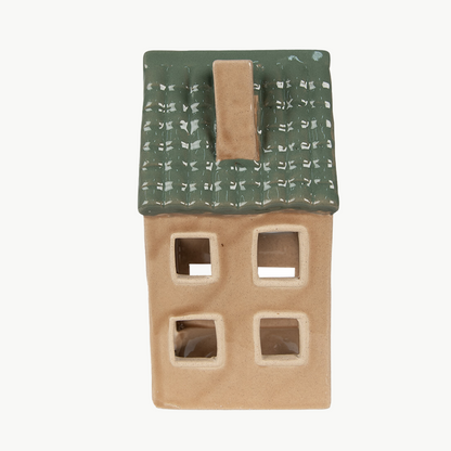 Teelichthalter-Haus braun 15cm Keramik Clayre & Eef