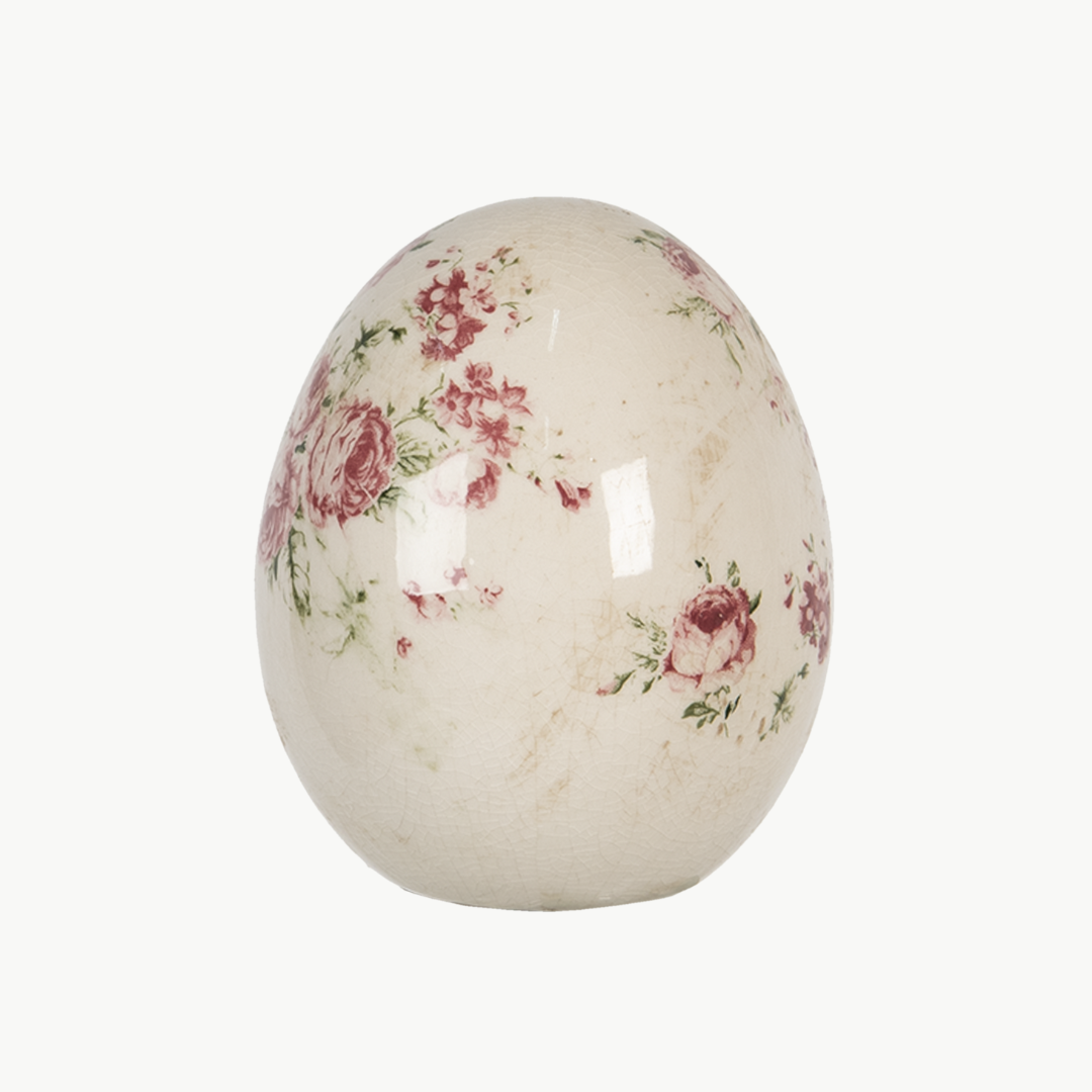 Osterei Deko Ei Rosen glänzend in 3 Größen von Clayre & Eef