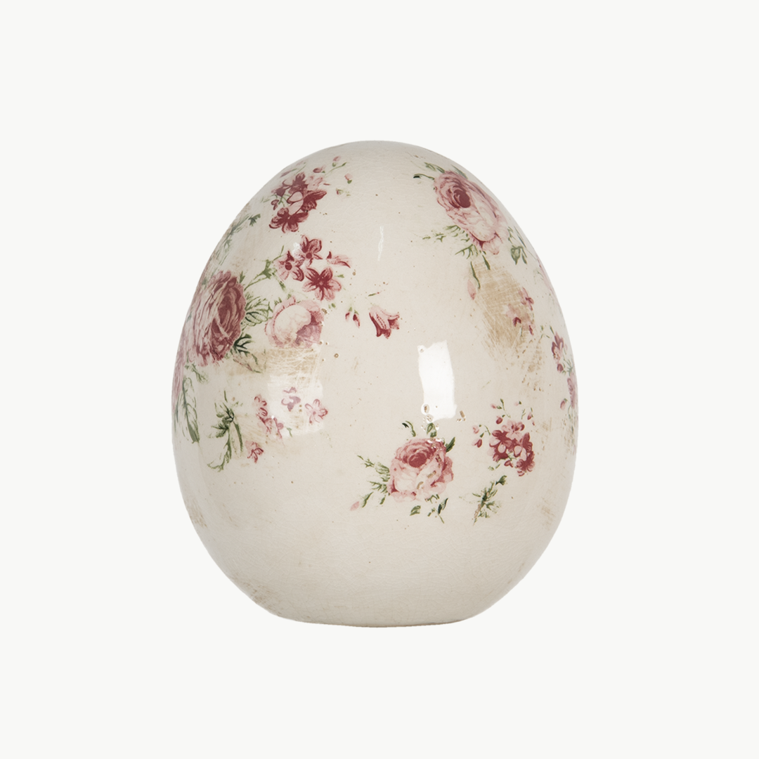 Osterei Deko Ei Rosen glänzend in 3 Größen von Clayre & Eef