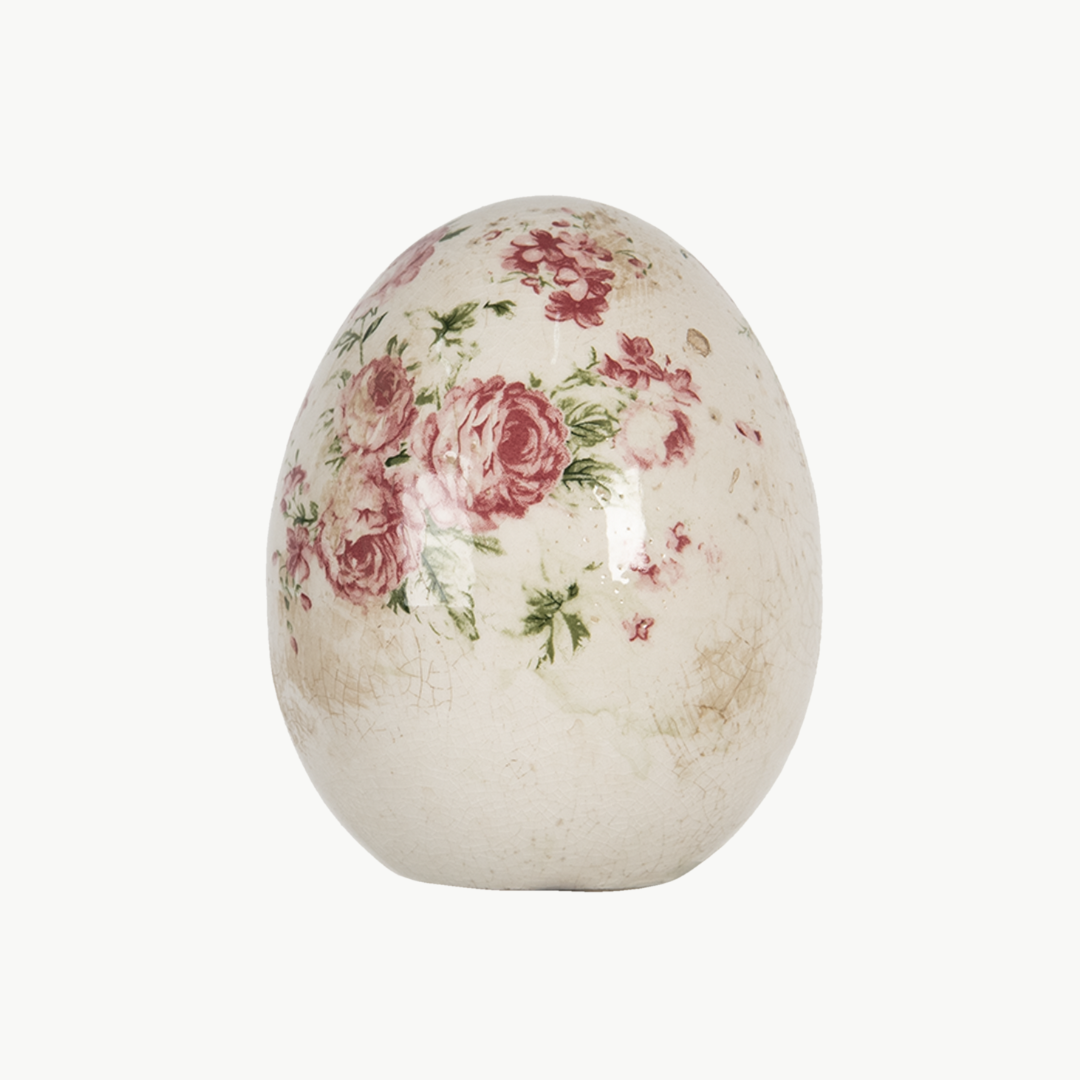 Osterei Deko Ei Rosen glänzend in 3 Größen von Clayre & Eef