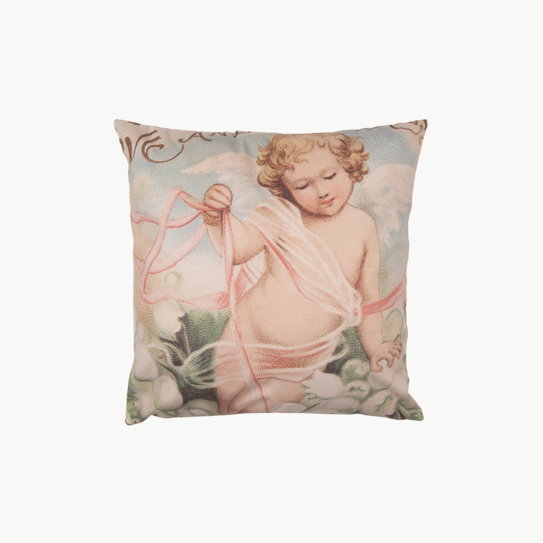 Kissenhülle mit Engelmotiv rosa weiß Clayre & Eef