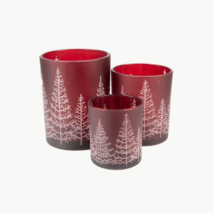 Teelichthalter 3er Set rot Tannenbaummotiv Clayre & Eef