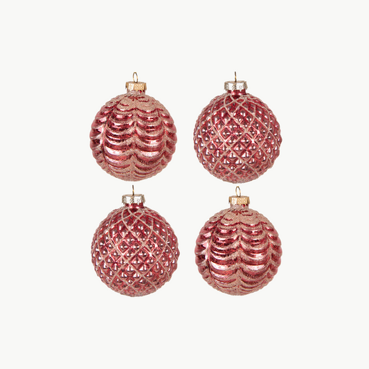Weihnachtskugel Ø 8 cm rot 4er Set Glas Clayre & Eef