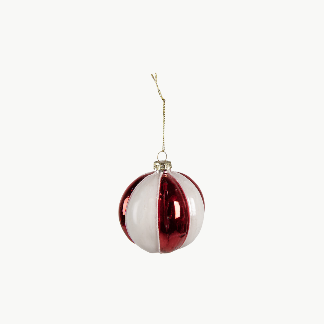 Weihnachtskugel Ø 8 cm rot weiß Glas Clayre & Eef