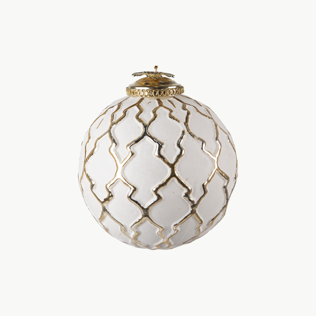 Weihnachtskugel Ø 9 cm weiß Glas rund Clayre & Eef