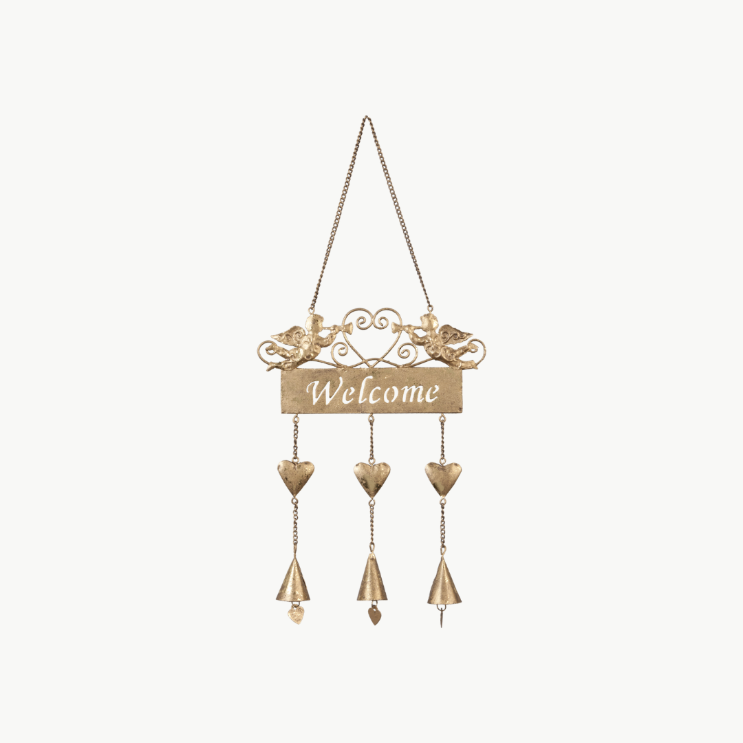 Windspiel mit 2 Engeln goldfarben Clayre & Eef